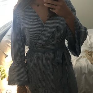 A New Day | Blue striped dress with Bell sleeves